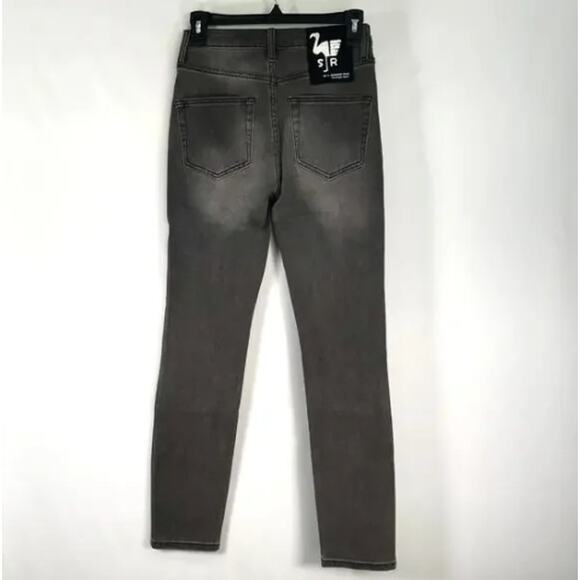 Free People Sandrine Rose Jeans 25 Charcoal Skinny Distressed Punk Grunge Rock - Picture 6 of 6